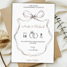 Elegant engagement party invitation with a bow einladung