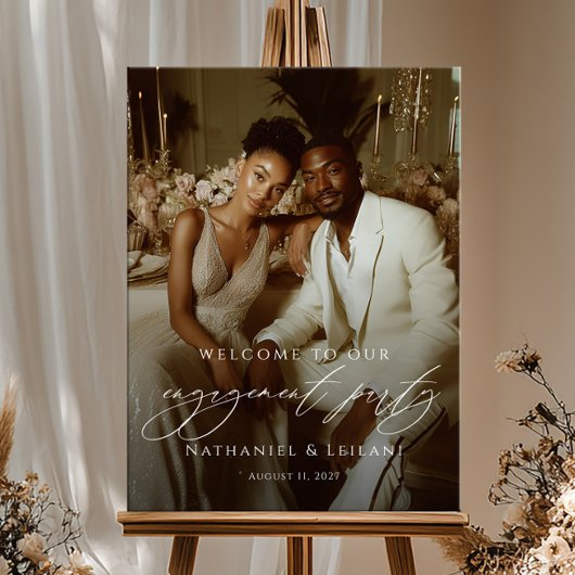 Elegant engagement party welcome photo  poster