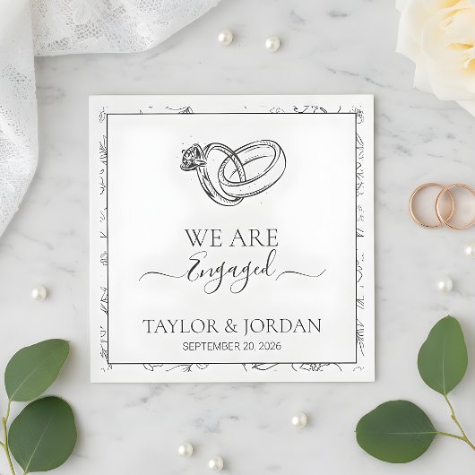 Elegant Engagement Ring We Are Engaged Custom  Serviette