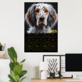 Elegant English Setter 2026 Calendar Poster (Heimbüro)