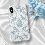 Elegant Engraved Blue and White Floral Toile<br><div class="desc">Elegant vintage inspired engraved dusty blue floral toile pattern featuring roses,  vines and scrolls on a white background. Seamless pattern can be scaled up or down.</div>