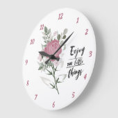 Elegant Enjoy The Little Things Quote Pink Rose Große Wanduhr (Winkel)