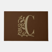 Elegant Entry Monogram C Initial on Brown Fußmatte (Vorderseite)