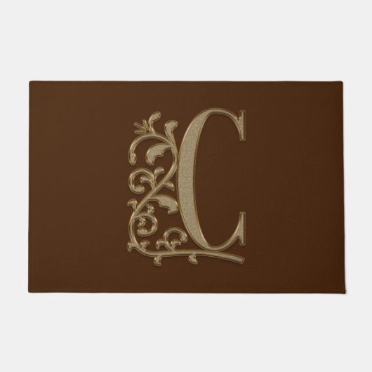 Elegant Entry Monogram C Initial on Brown Fußmatte (Vorderseite)