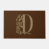 Elegant Entry Monogram D Initial on Brown Fußmatte (Vorderseite)