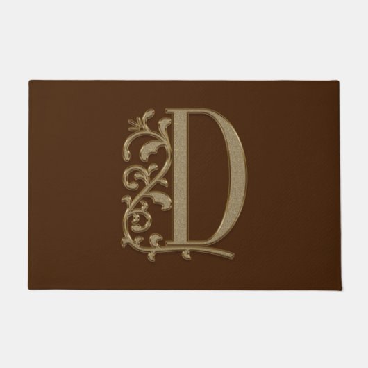Elegant Entry Monogram D Initial on Brown Fußmatte (Vorderseite)