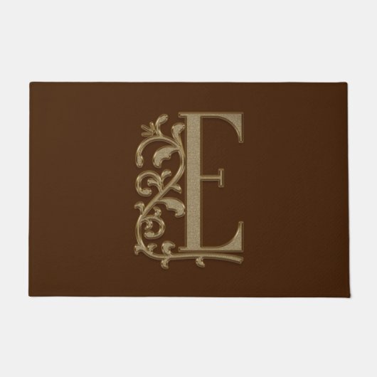 Elegant Entry Monogram E Initial on Brown Fußmatte (Vorderseite)