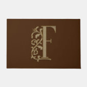 Elegant Entry Monogram F Initial on Brown Fußmatte (Vorderseite)