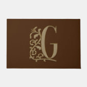 Elegant Entry Monogram G Initial on Brown Fußmatte (Vorderseite)