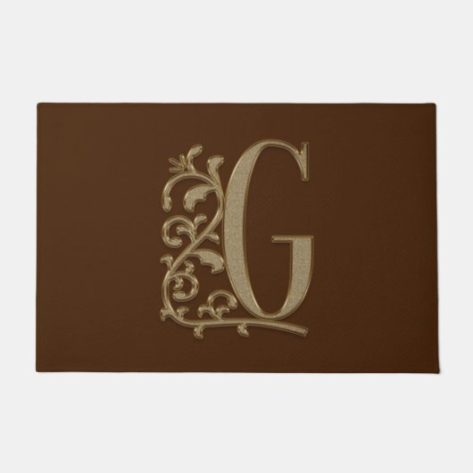 Elegant Entry Monogram G Initial on Brown Fußmatte (Vorderseite)