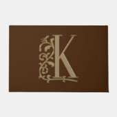 Elegant Entry Monogram K Initial on Brown Fußmatte (Vorderseite)