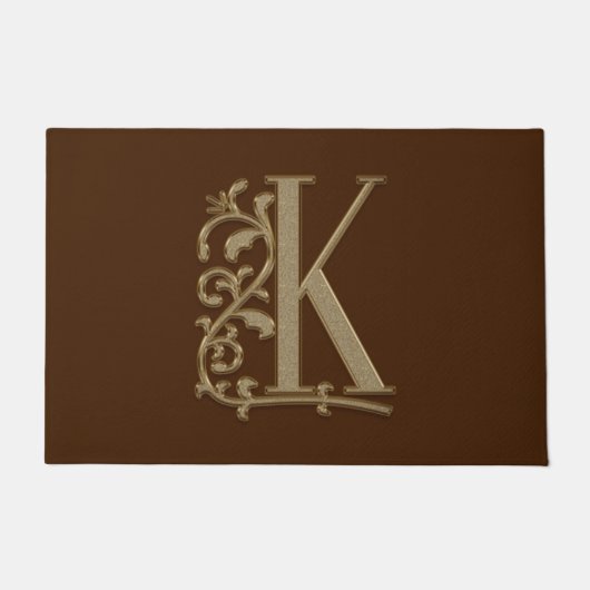 Elegant Entry Monogram K Initial on Brown Fußmatte (Vorderseite)