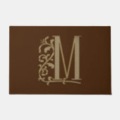 Elegant Entry Monogram M Initial on Brown Fußmatte (Vorderseite)