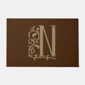 Elegant Entry Monogram N Initial on Brown Fußmatte (Vorderseite)