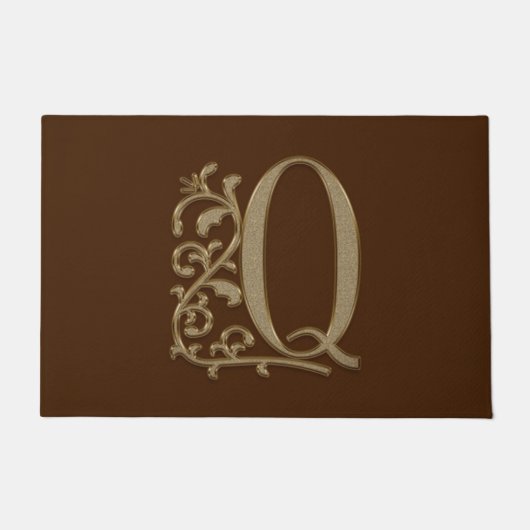 Elegant Entry Monogram Q Initial on Brown Fußmatte (Vorderseite)
