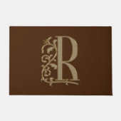 Elegant Entry Monogram R Initial on Brown Fußmatte (Vorderseite)