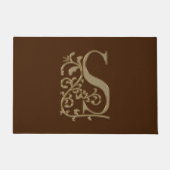 Elegant Entry Monogram S Initial on Brown Fußmatte (Vorderseite)