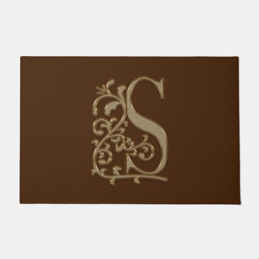 Elegant Entry Monogram S Initial on Brown Fußmatte (Vorderseite)