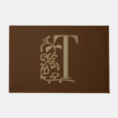 Elegant Entry Monogram T Initial on Brown Fußmatte (Vorderseite)