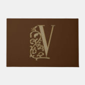 Elegant Entry Monogram V Initial on Brown Fußmatte (Vorderseite)