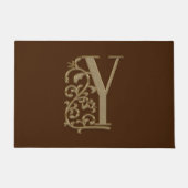 Elegant Entry Monogram Y Initial on Brown Fußmatte (Vorderseite)