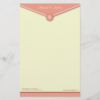 Elegant Envelope (melon) Monogram Stationery Briefpapier