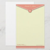 Elegant Envelope (melon) Monogram Stationery Briefpapier (Vorne/Hinten)