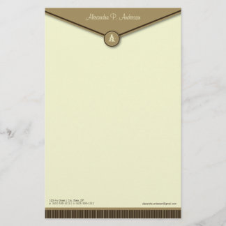 Elegant Envelope (mocha) Monogram Stationery Briefpapier