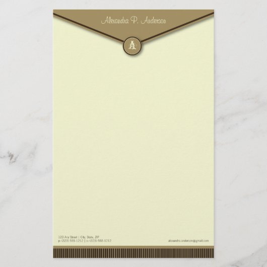 Elegant Envelope (mocha) Monogram Stationery Briefpapier (Vorderseite)