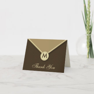 Elegant Envelope Monogram Mocha Dankeschön Card Dankeskarte