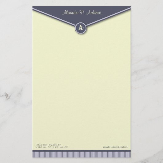 Elegant Envelope (periwinkle) Monogramm Stationery Briefpapier (Vorderseite)