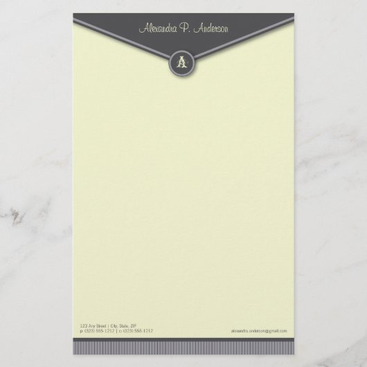 Elegant Envelope (Schiefer) Monogramm Stationery Briefpapier (Vorderseite)