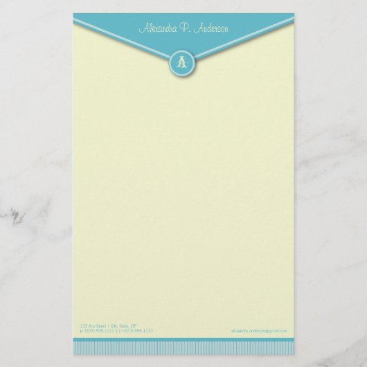 Elegant Envelope (tiffany) Monogramm Stationery Briefpapier (Vorderseite)