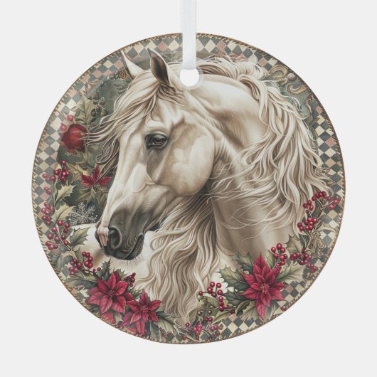 Elegant Equestrian Christmas  Ornament Aus Glas (Vorderseite)