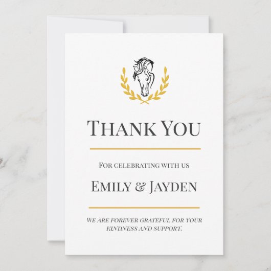 Elegant Equestrian Flat Thank You Card Dankeskarte (Vorderseite)