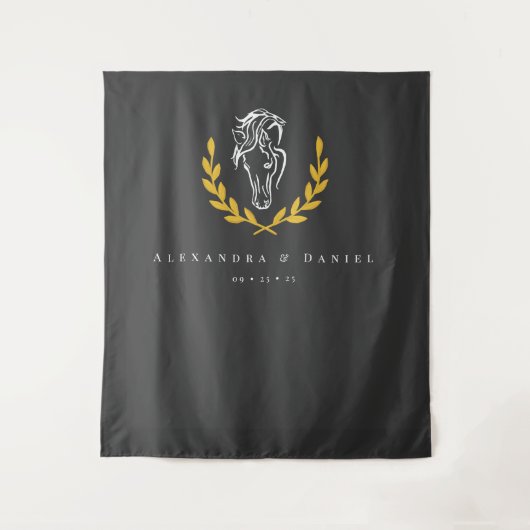 Elegant Equestrian Wedding Backdrop Tapestry Wandteppich (Vorderseite)