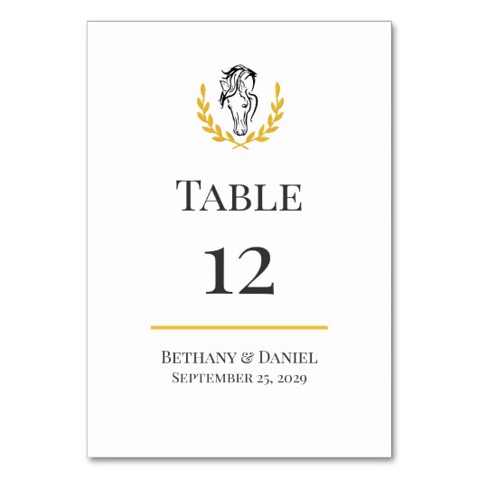 Elegant Equestrian Wedding Table Number Card Tischnummer (Rückseite)