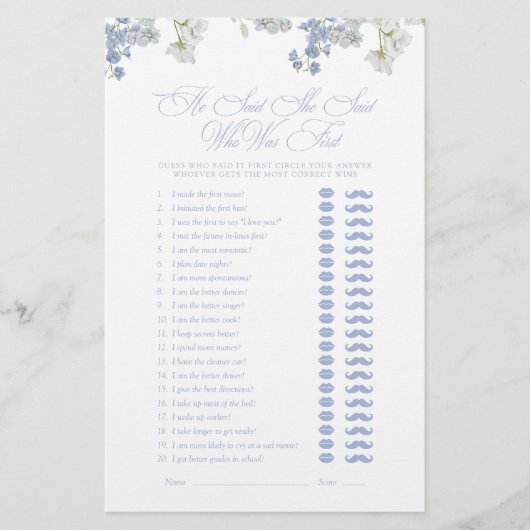 Elegant Er sagte, sie sagte Blue Script Duschspiel (Vorderseite)