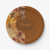 Elegant,Erntedankfest, Herbstblätter,Rustikal Pappteller (Vorderseite)