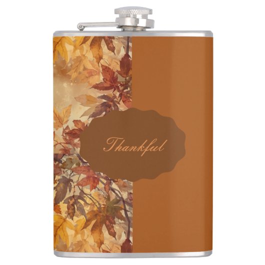 Elegant,Erntedankfest, Herbstlaub,Rustikal, Modern Flachmann (Vorderseite)