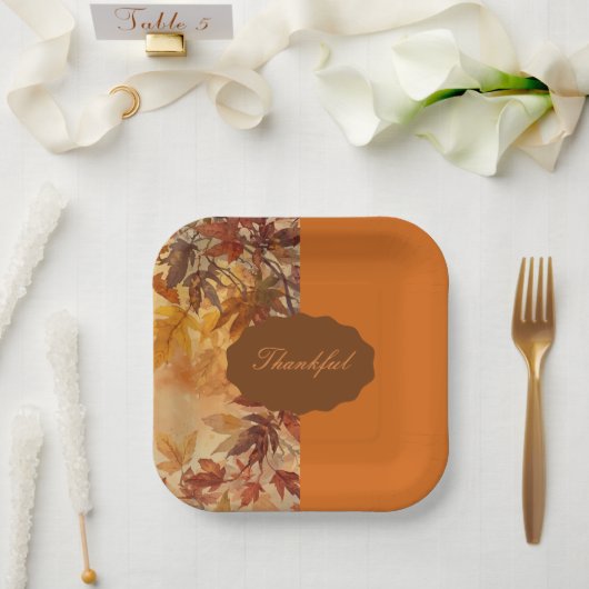 Elegant,Erntedankfest, Herbstlaub,Rustikal Pappteller (Hochzeit)