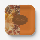 Elegant,Erntedankfest, Herbstlaub,Rustikal Pappteller (Vorderseite)