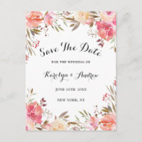 Elegant erröten Blüte Blumenwedding Save the Date