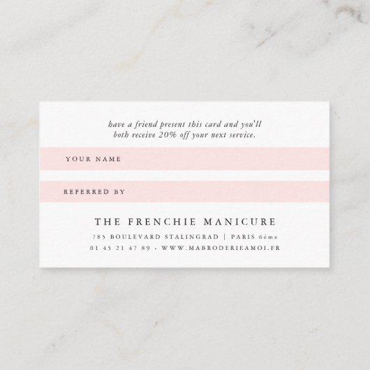 Elegant erröten rosa empfehlungskarte (Rückseite)