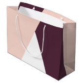 Elegant erröten Rosa u. geometrische Dreiecke Große Geschenktüte (Rückseite Schrägansicht)