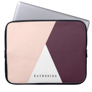 Elegant erröten Rosa u. geometrische Dreiecke Laptopschutzhülle