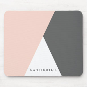 Elegant erröten Rosa u. graue geometrische Mousepad