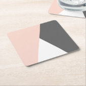 Elegant erröten Rosa u. graue geometrische Rechteckiger Pappuntersetzer (angewinkelt)