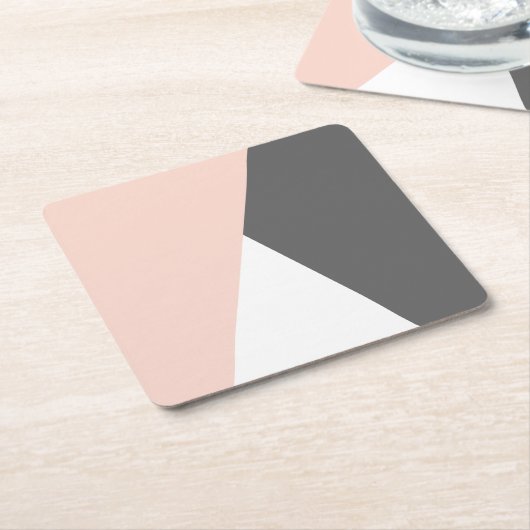 Elegant erröten Rosa u. graue geometrische Rechteckiger Pappuntersetzer (angewinkelt)