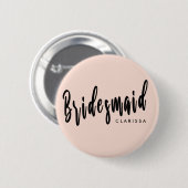 Elegant erröten rosa u. schwarze Brautjungfer Button (Vorne & Hinten)